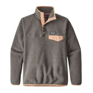 Patagonia Synchilla Snap-T Lightweight Fleece Gray Orange Pullover Jacket XS